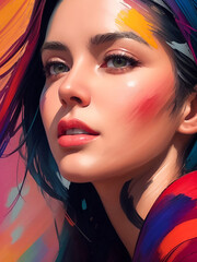 Beautiful woman illustration in Oil painting style
