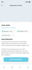Babysitter, Babysitting, Nanny, au pair, nannie, caretaker, Child-care Worker App UI Kit Template