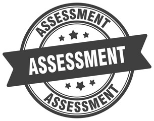 assessment stamp. assessment label on transparent background. round sign