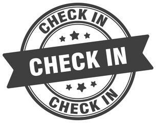 check in stamp. check in label on transparent background. round sign