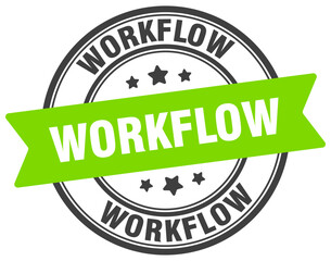 workflow stamp. workflow label on transparent background. round sign