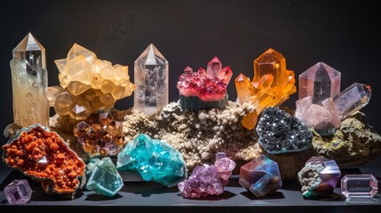 Collection of rare minerals and gemstones - obrazy, fototapety, plakaty