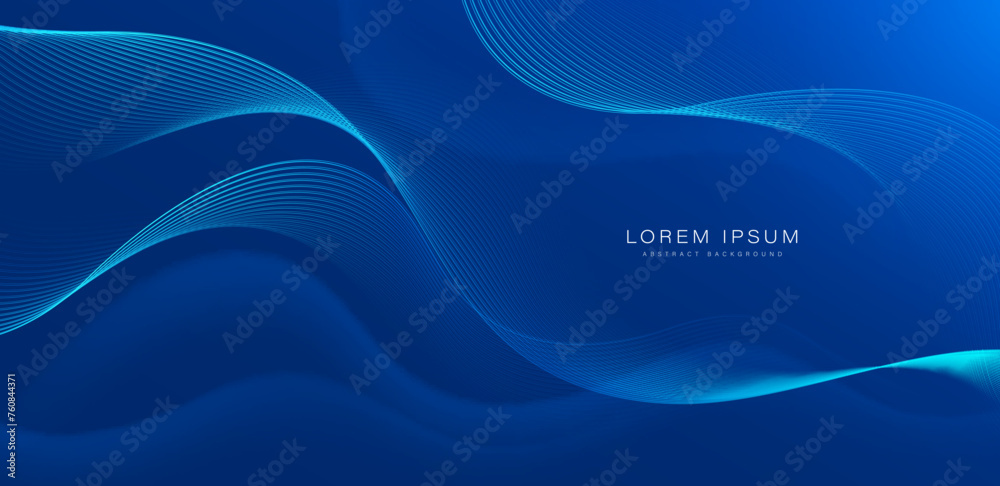 Poster abstract blue background with glowing wave. shiny blue moving lines design element. modern smooth wa