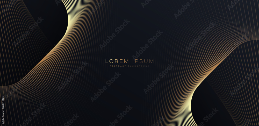 Sticker abstract elegant golden geometric lines on dark background. shiny gold lines pattern. modern luxury 