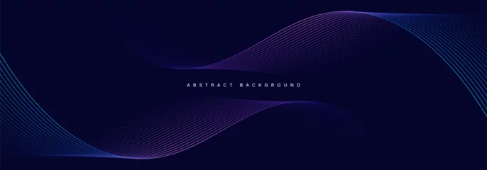 Foto op Canvas Dark abstract background with glowing wave. Shiny moving lines design element. Modern purple blue gradient flowing wave lines. Futuristic technology concept. Vector illustration © MooJook
