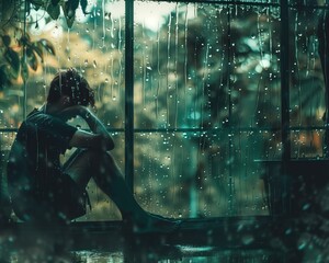 Rainy Reflection. Solitude by the Window