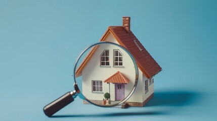 House model discovered under magnifying glass, representing real estate exploration