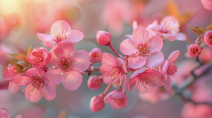 Obraz na płótnie Canvas Pink Flowers Blooming on Tree