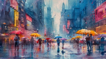 People Walking in the Rain
