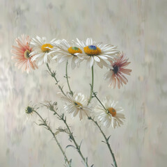 Minimalist Daisy Flower in Soft Focus on Light Background Gen AI