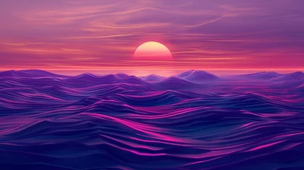 Schilderijen op glas Neon waves of various hues blending seamlessly into the twilight horizon. © Its Your,s