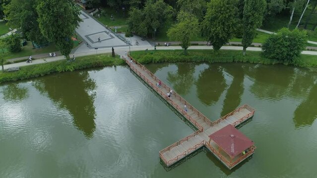 Beautiful Molo Pond Zgierz Aerial View Poland