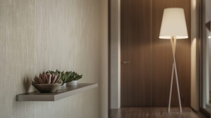 Modern Minimalist Home Entrance with Artful Lighting Elements