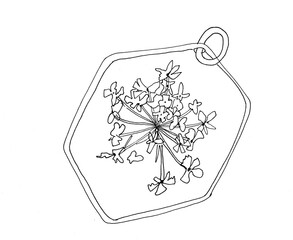 hand drawn sketch of pendant with flowers bouquet - 760849775