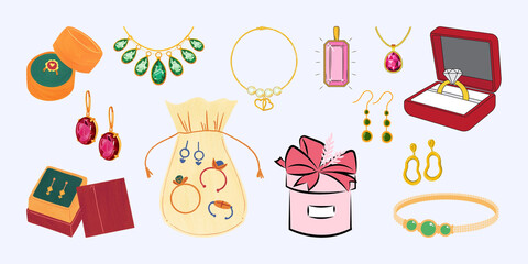 jewelry made of various precious stones