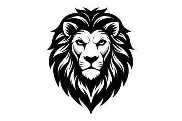 lion head logo silhouette vector on white background.