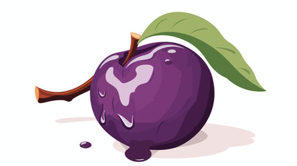 A perturbed plum with its deep purple skin wrinkled - obrazy, fototapety, plakaty