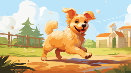 Obraz na płótnie Canvas A playful puppy chasing its tail in a sunny backyar