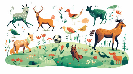 A playful game of soccer between animals from diffe