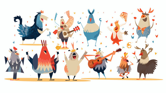 A playful scene of animals having a dance-off in th