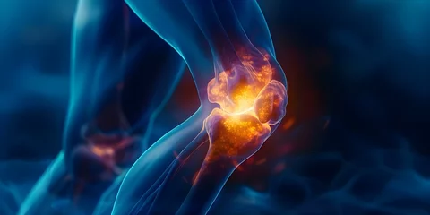 Fotobehang Innovative ESWT Treatment for Knee Pain: Revitalizing and Accelerating Healing. Concept Physical Therapy, Non-Invasive Treatment, Pain Management, Knee Health, Recovery Methods © Ян Заболотний
