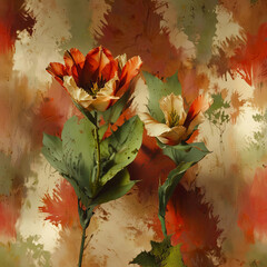 Obraz premium Single Tulip Flower Silhouette on Red Background Gen AI