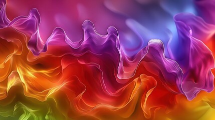 Obraz premium a multicolored abstract background with wavy lines and a rainbow - hued background with white, red, yellow, blue, green, orange, pink, and purple.