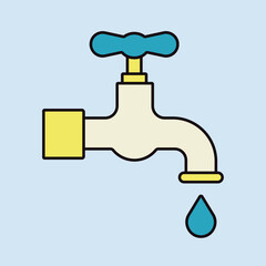 Faucet with drop isolated vector icon