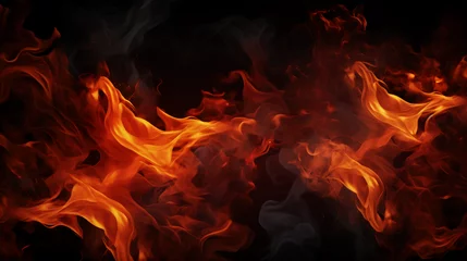 Deurstickers Fire flames on black background  © Johannes