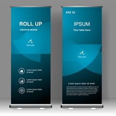 Roll up banner vertical template design, for brochure, business, flyer, infographics. modern x-banner and flag-banner advertising. vector illustration