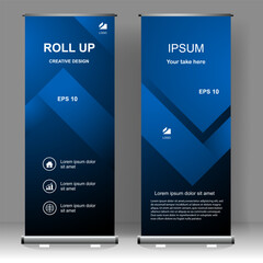 Obraz premium Roll up banner vertical template design, for brochure, business, flyer, infographics. modern x-banner and flag-banner advertising. vector illustration