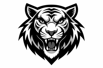tiger head logo silhouette vector on white background.