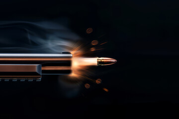 Bullet with smoke on a black background. - 760853924