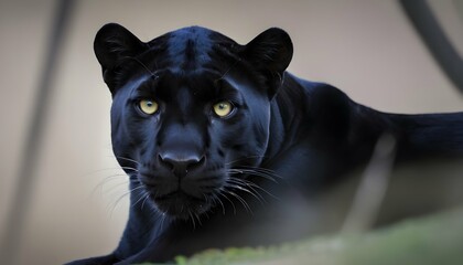 A Panther With Its Eyes Narrowed In Concentration