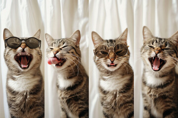 Funny animal cat posing for photo wearing glasses photo animal world