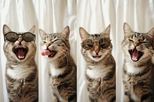 Funny animal cat posing for photo wearing glasses photo animal world
