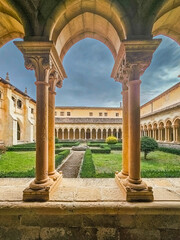 Fototapeta premium Cloister of the Monastery of San Andrés de Arroyo in Herrera de Pisuerga, Palencia province