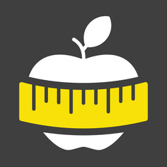 Apple with measuring tape vector solid icon