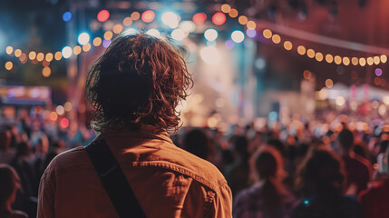 A man watching a show at a festival - obrazy, fototapety, plakaty