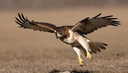 A Hawk With Its Wings Tucked In Diving Towards It - obrazy, fototapety, plakaty