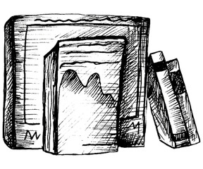 Hand drawn illustration of books	