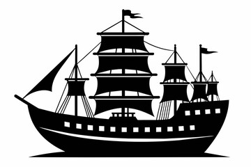 ship silhouette vector on white background.