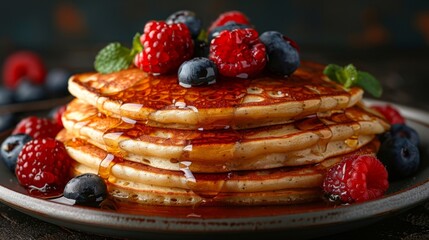 Breakfast with pancakes banner , generated with AI