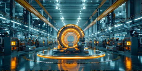 Embracing Futuristic Technology: A Look Inside a Cutting-Edge Production Facility. Concept Futuristic Technology, Production Facility, Cutting-Edge Innovation, Advanced Manufacturing