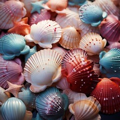 An ocean sea shell wallpaper on a light blue background