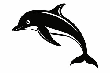 dolphin silhouette  vector on white background.