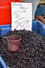 Berries at market stall in Krakow, Poland