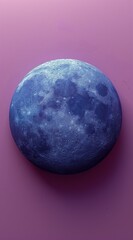 Moon in blue tones on purple background, 3D rendering