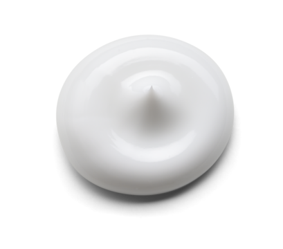 Squeezed sample of Cosmetic face cream on white background