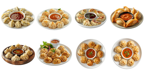 Momo png collection indian food in 3d transparent for product presentation.